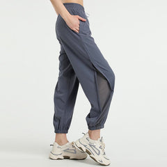 Buddha Stones High Waist Loose Fitness Yoga Sports Track Pants With Pockets Track Pants BS Blue XL(Waist 76cm/Length 96cm)