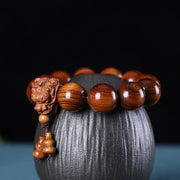 Foviel Rosewood Green Sandalwood Small Leaf Red Sandalwood Dragon Carved Protection Bracelet