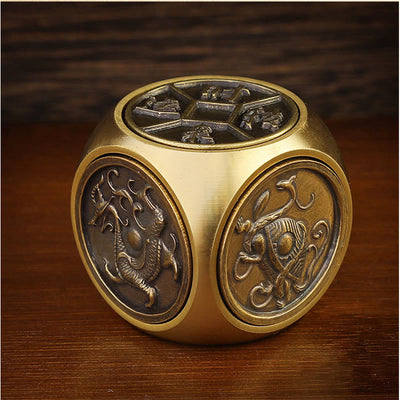 Buddha Stones Four Beasts Feng Shui Yin Yang Bagua Copper Coin Harmony Rotatable Decoration Decorations BS Four Beasts 3*3cm