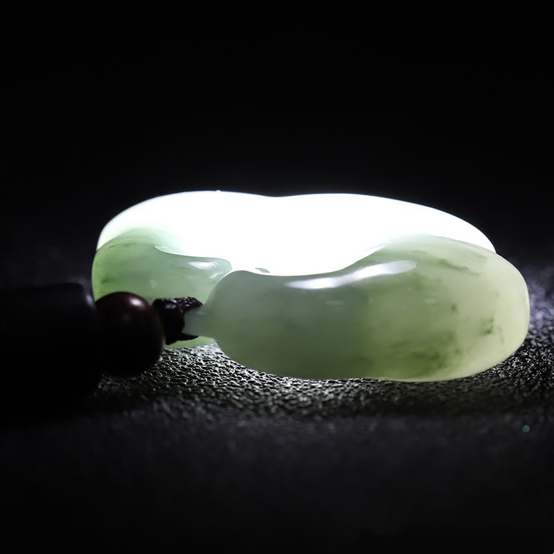 Buddha Stones Tianshan Jade Golden Silk Jade Chinese Lock Charm Abundance Necklace Pendant 6