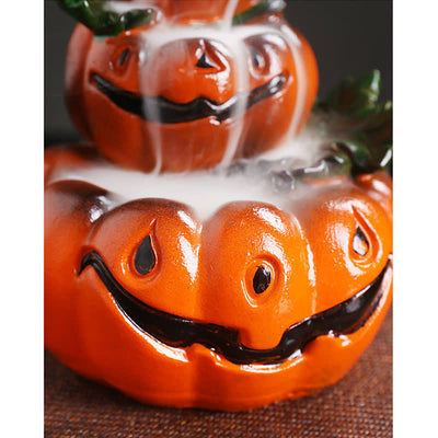 Buddha Stones Halloween Pumpkins Ghost Resin Backflow Smoke Fountain Incense Burner Decoration Incense Burner BS 11