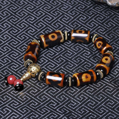 Buddha Stones Tibetan Nine-Eye Dzi Bead Fortune Charm Bracelet Bracelet BS 2
