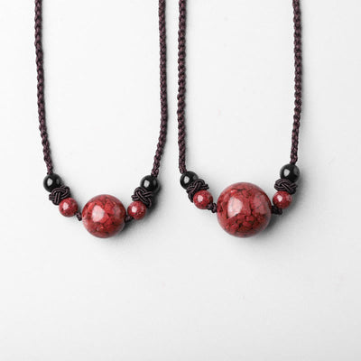 Buddha Stones Natural Cinnabar Stones Bead Blessing Necklace Pendant Necklaces & Pendants BS 13