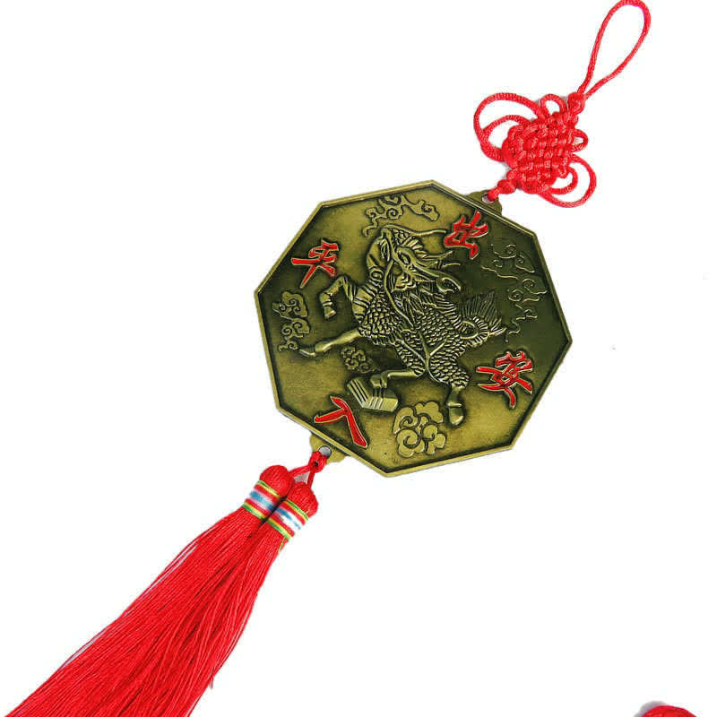 Buddha Stones Feng Shui Bagua Map Chinese Knotting Harmony Energy Map Mirror Bagua Map BS 10CM Kirin Bagua Map