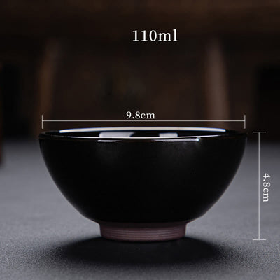 Buddha Stones Gold Maple Leaf Chinese Jianzhan Ceramic Teacup Tenmoku Kung Fu Tea Cup Bowl Jian Zhan Tea Cup BS 10
