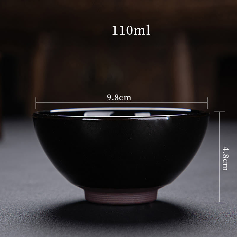 Buddha Stones Gold Maple Leaf Chinese Jianzhan Ceramic Teacup Tenmoku Kung Fu Tea Cup Bowl Jian Zhan Tea Cup BS 10
