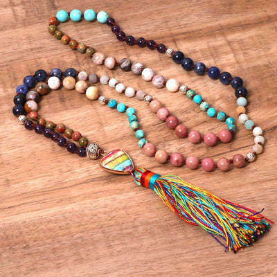 Buddha Stones Tibetan Turquoise Lazurite Zebra Jasper Balance Necklace - image 4