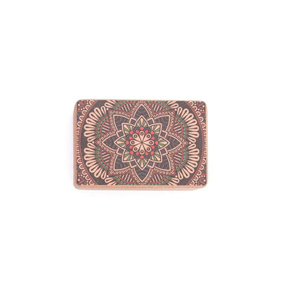 Buddha Stones Tibetan Mandala Mindful Yoga Cork Block Yoga Cork Block buddhastoneshop Green Red Mandala