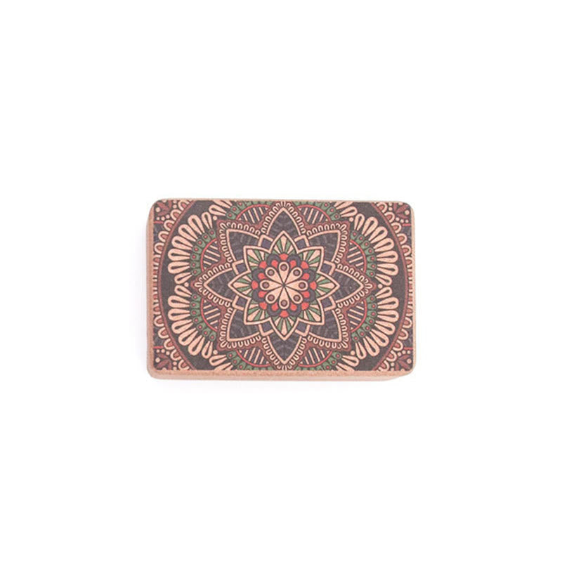 Buddha Stones Tibetan Mandala Mindful Yoga Cork Block Yoga Cork Block buddhastoneshop Green Red Mandala