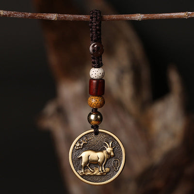 Chinese Zodiac Copper Luck Keychain Decoration Decoration BS Goat