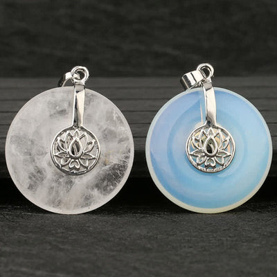 Buddha Stones Various Crystal Amethyst Pink Crystal Lotus Healing Necklace Pendant Necklaces & Pendants BS 22