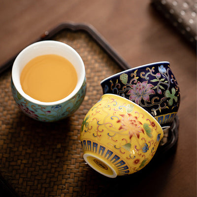 Buddha Stones Lotus Flower Pod Pattern Ceramic Teacup Kung Fu Tea Cup 80ml Cup BS 11