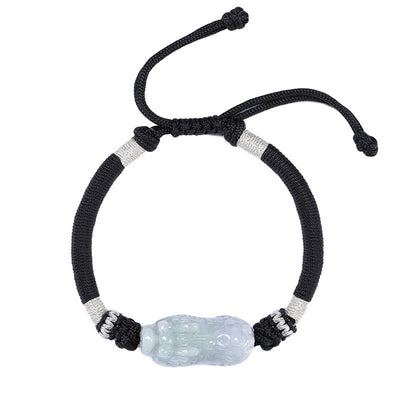 Buddha Stones Handmade Natural Jade PiXiu Luck Prosperity Braided String Bracelet Bracelet BS 5