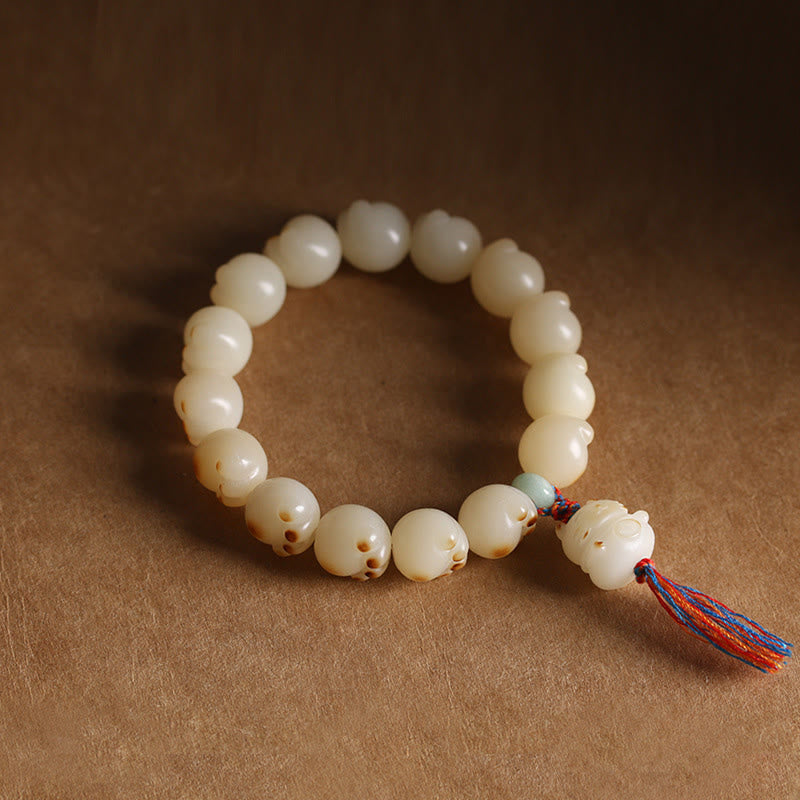 Buddha Stones Cute Lucky Cat Bodhi Seed Cat Paw Harmony Bracelet Bracelet BS 1