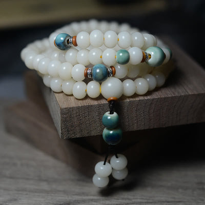 Buddha Stones 108 Mala Beads Bodhi Seed Keep Away Evil Spirits Calm Bracelet Mala Bracelet BS 4