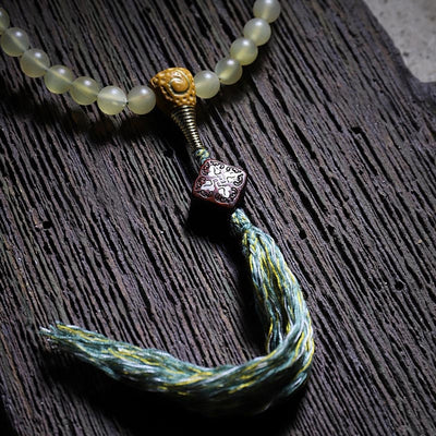 Buddha Stones 108 Mala Beads Tibet Sheep Horn Amber Luck Bracelet Bracelet Mala BS 9
