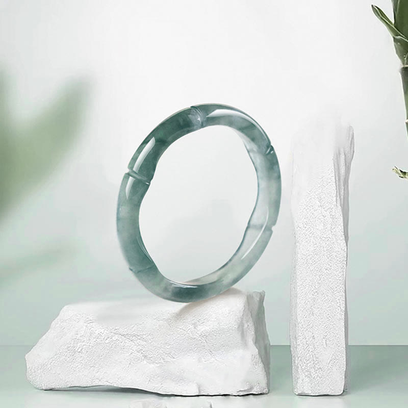 Buddha Stones Natural Jade Bamboo Prosperity Abundance Ring Ring BS 2
