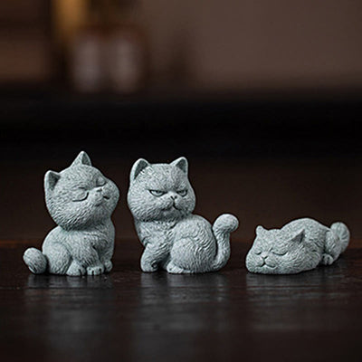 Buddha Stones Small Cat Home Tea Pet Figurine Desk Decoration Decorations BS 1