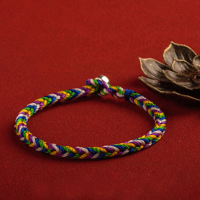 Buddha Stones "May everything go your way" Lucky Multicolored Bracelet Bracelet BS 19cm 925 Silver Buckle
