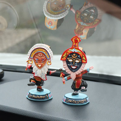 Buddha Stones Tibetan Opera Face Mask Puppet Home Office Car Decoration Ornament Desk Decoration BS 4