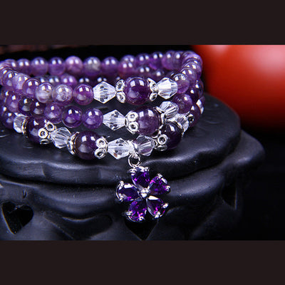 Buddha Stones Tibetan Amethyst Blessing Bracelet Mala Bracelet BS 1