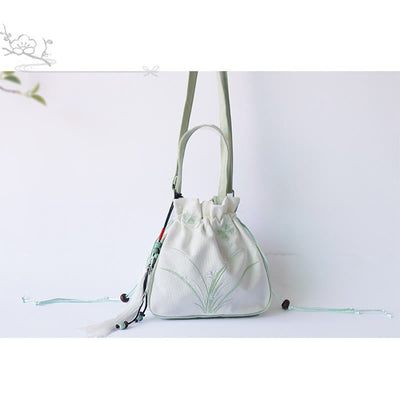 Buddha Stones Handmade Embroidered Flowers Canvas Tote Shoulder Bag Handbag Bag BS 17