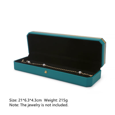 Buddha Stones Jewelry Storage Box PU Leather Gift Box - Green - Chain Box (21*6.3*4.3cm) - image 26