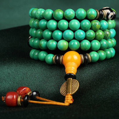 Collier bracelet Mala d'équilibre en turquoise tibétaine Foviel