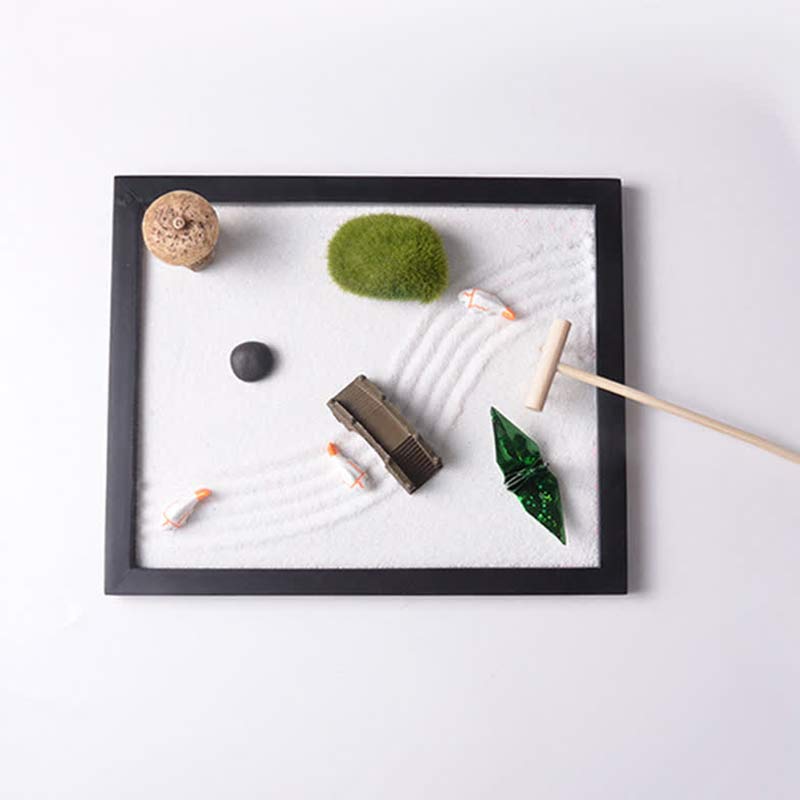 Buddha Stones Koi Fish Small Bridge Grass Landscape Peace Meditation Zen Garden Decoration Decorations BS 5