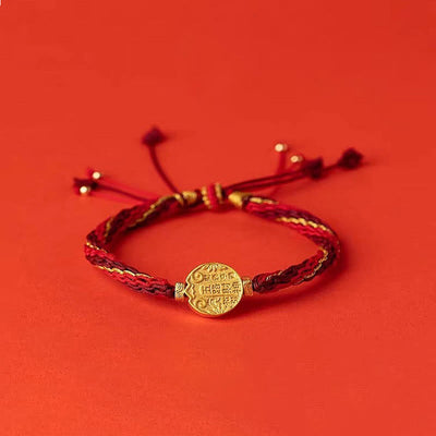 Buddha Stones Five Directions Gods of Wealth Handmade Reincarnation Knot Protection String Braid Bracelet Bracelet BS 1