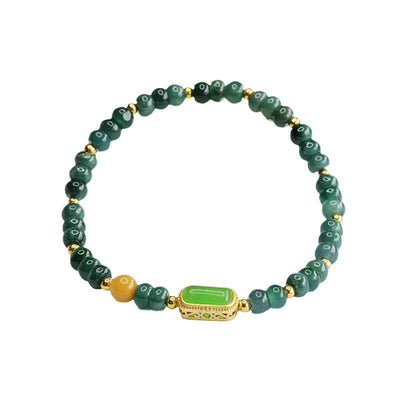 Buddha Stones Natural Green Jade Topaz Luck Bracelet Bracelet BS 5