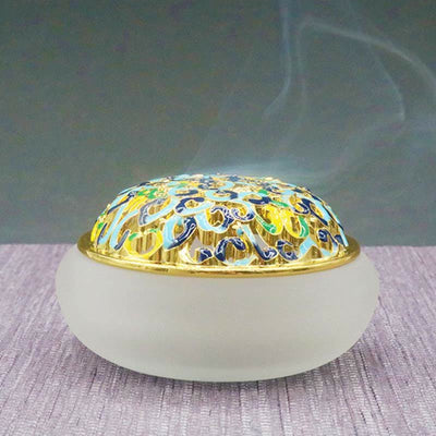 Buddha Stones Lotus Liuli Crystal Healing Meditation Incense Burner Incense Burner BS 13