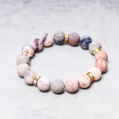 Buddha Stones Anxiety Stress Healing Crystal Zebra Jasper Bead Bracelet Bracelet BS main