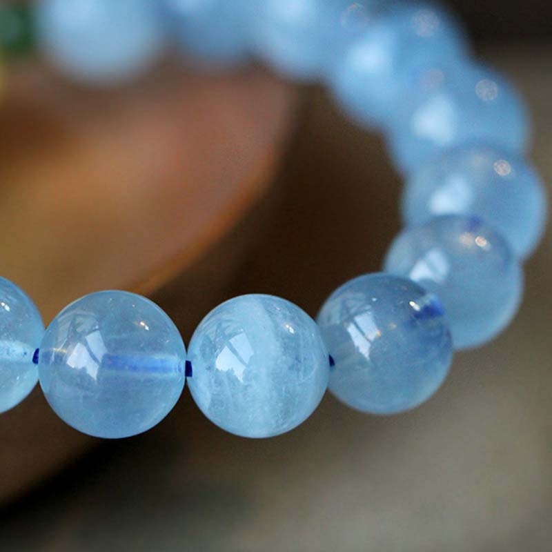 Natural Aquamarine Amber Beads Serenity Healing Bracelet Bracelet BS 12