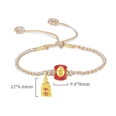Buddha Stones 925 Sterling Silver Handmade Auspicious Chinese Character Blessing Braided String Bracelet Bracelet BS 10