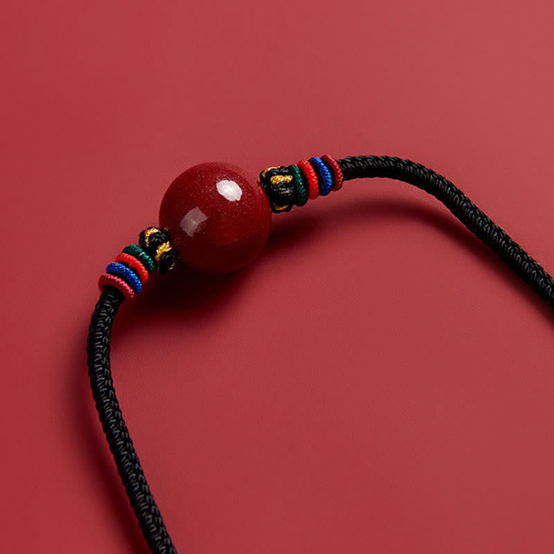 Buddha Stones Cinnabar Bead Blessing String Necklace Pendant Necklaces & Pendants BS 4