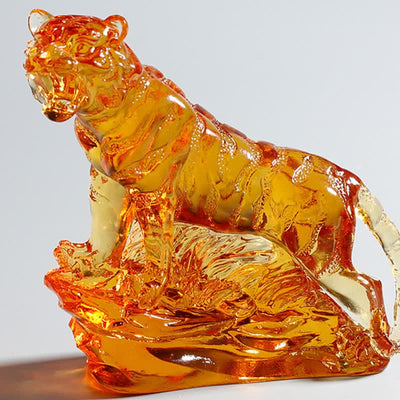 Buddha Stones Handmade Liuli Crystal Tiger Art Piece Protection Home Decoration Decorations BS 11