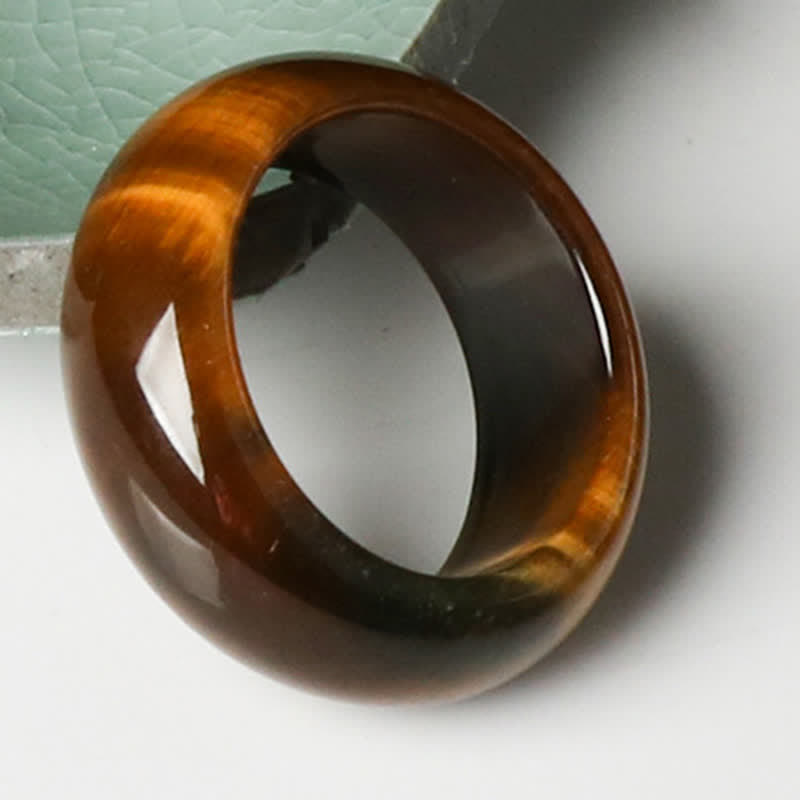 Buddha Stones Tiger Eye Stone Strength Protection Ring Ring BS 4
