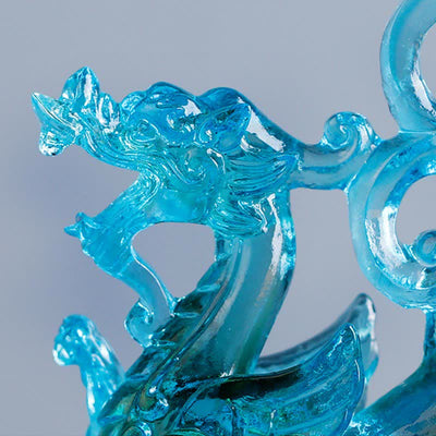 Buddha Stones Feng Shui Four Symbols Azure Dragon Handmade Liuli Crystal Art Piece Home Office Decoration Decorations BS 4