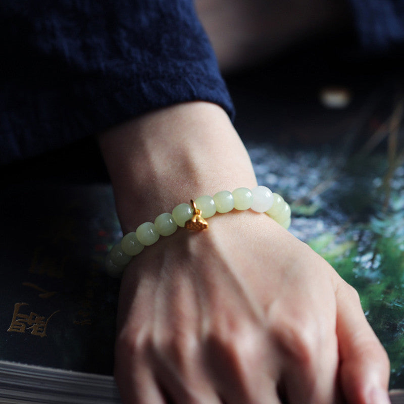 Buddha Stones Jade Lotus Abundance Adjustable Bracelet Bracelet BS 7