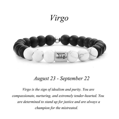 Buddha Stones 12 Constellations of the Zodiac Natural Frosted Stone White Turquoise Bead Fortune Bracelet Bracelet BS Virgo