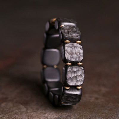 Buddha Stones Retro Ebony Wood Texture Style Copper Peace Balance Bracelet Bracelet BS 1