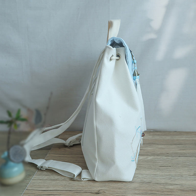 Buddha Stones Handmade Embroidered Large Capacity Canvas Backpack Backpack BS 44