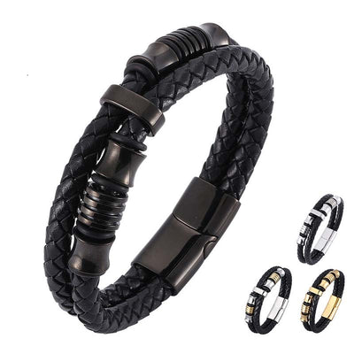 Buddha Stones Layered Leather Weave Fortune Bracelet Bracelet BS 2