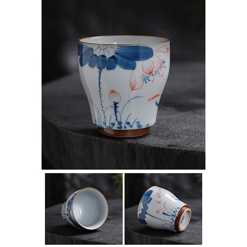 Buddha Stones Lotus Flower Leaf Bamboo Ceramic Teacup Kung Fu Tea Cups Cup BS 11