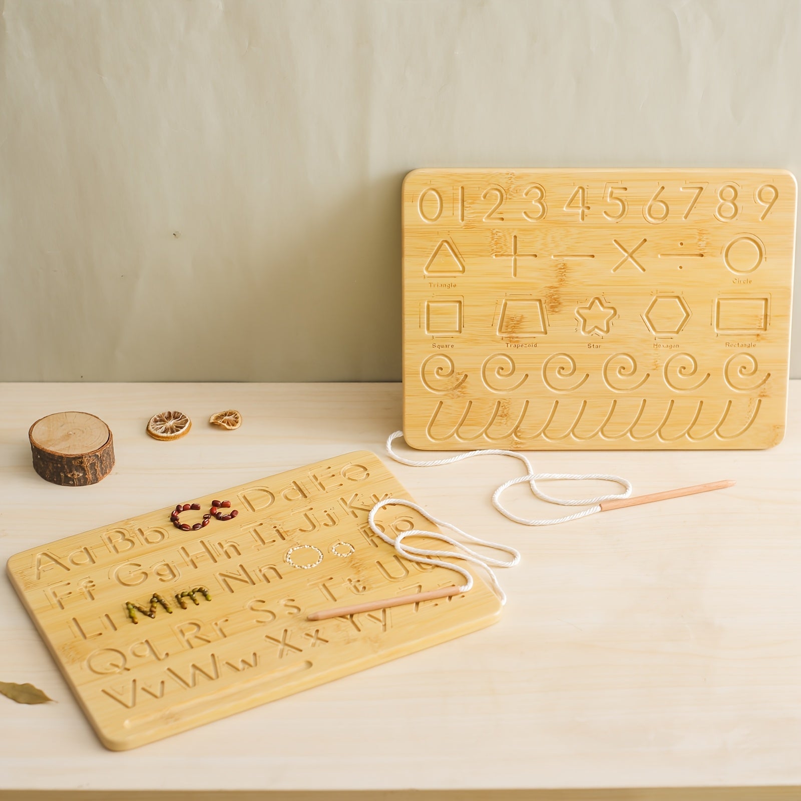 Fidtoy Tableau d'apprentissage en bois avec lettres et chiffres | Jouet d'apprentissage et de comptage Montessori pour enfants de 3 ans et plus