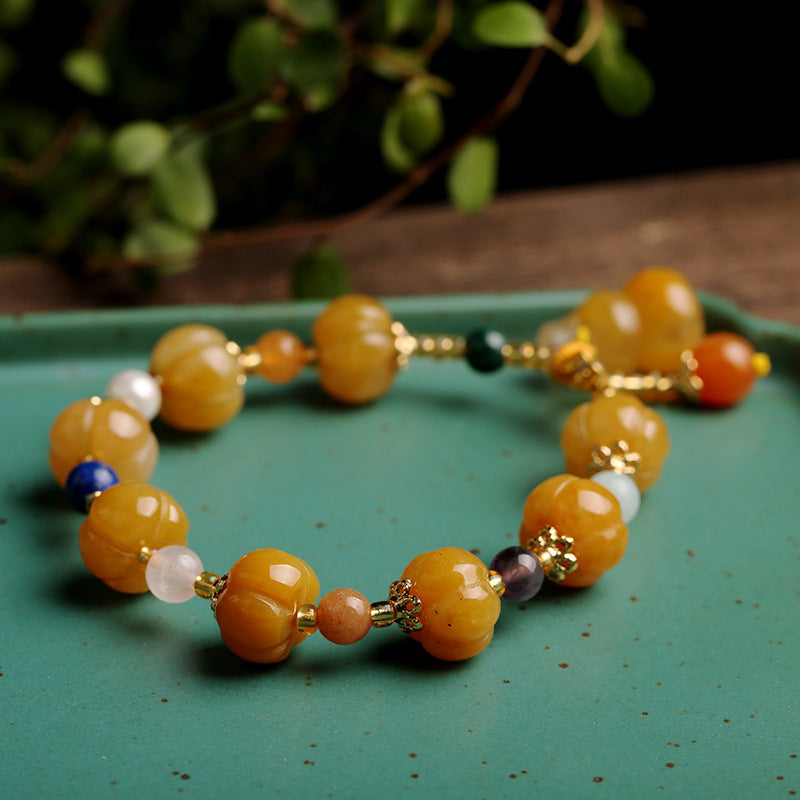 Bracelet Pixiu de richesse en jade soie dorée Foviel
