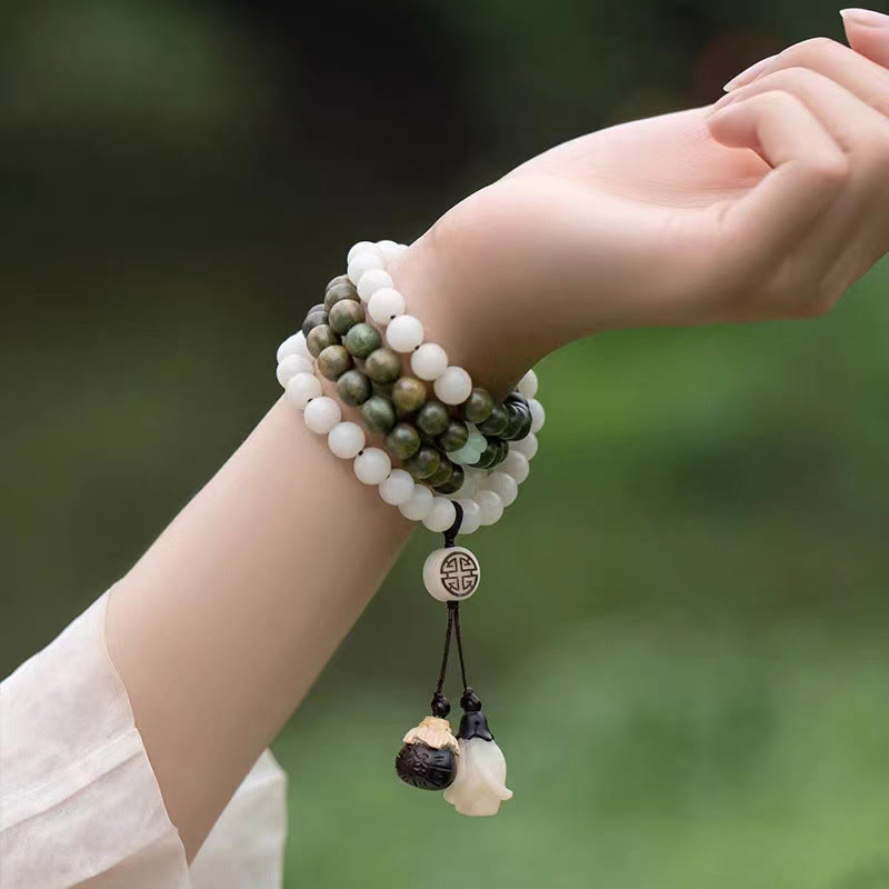 Buddha Stones Natural Green Sandalwood Bodhi Seed Soothing Bracelet Bracelet BS 5