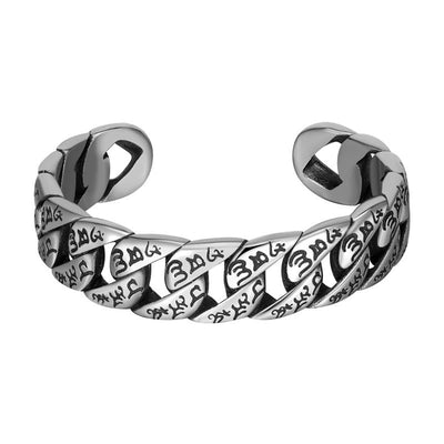 Buddha Stones Tibetan Om Mani Padme Hum Mantra Titanium Steel Peace Cuf Bangle Bracelet Bracelet Bangle BS Om Mani Padme Hum(Love♥Focus)