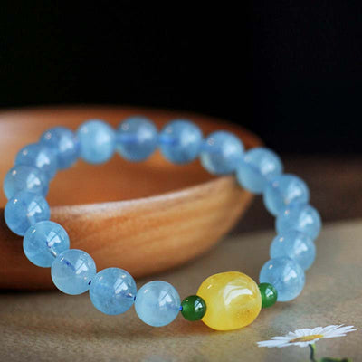 Natural Aquamarine Amber Beads Serenity Healing Bracelet Bracelet BS 1